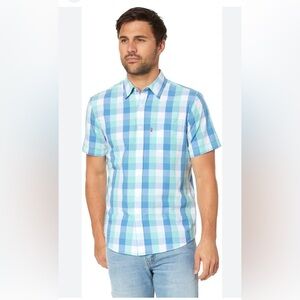 Levi's® Short Sleeve Classic One-Pocket Standard Xavier Gingham Lichen Blue XXL